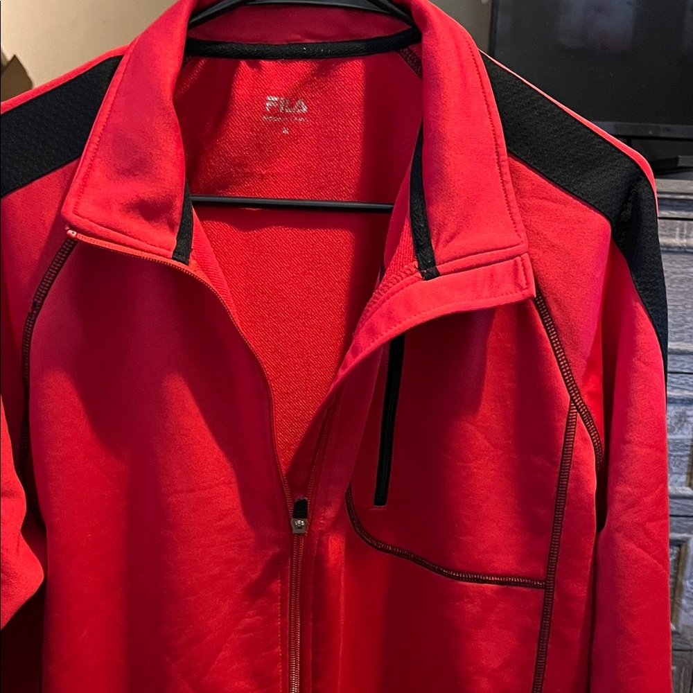 Fila Men's Bold Red and Black Zip up Jacket